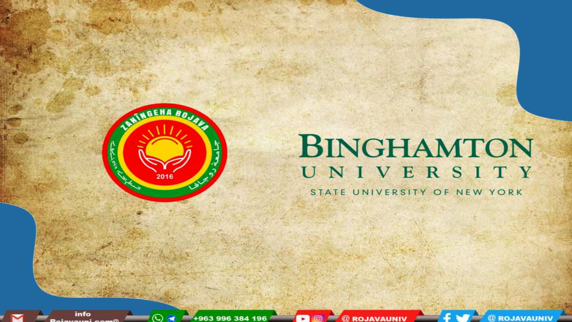 توقيع اتفاقية بين جامعتي روج آفا وبينغهامتون لتطوير العلاقات العلمية