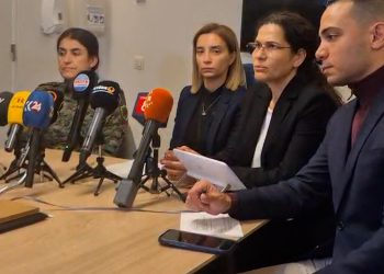 مؤتمر صحفي لإلهام أحمد وروهلات عفرين قبيل اجتماع في البرلمان الأوروبي