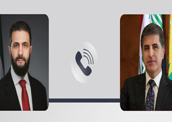 نيجيرفان بارزاني وأحمد الشرع يبحثان مستجدات المنطقة ويؤكدان الحلول السلمية
