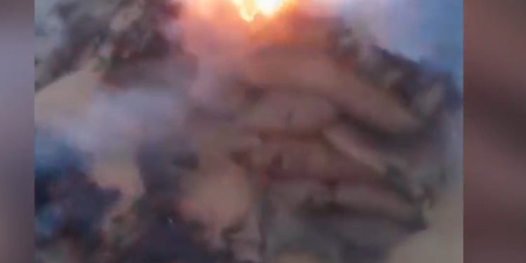 Piştî êrişa li ser baregeha koalîsyonê embarek genim şewitî
