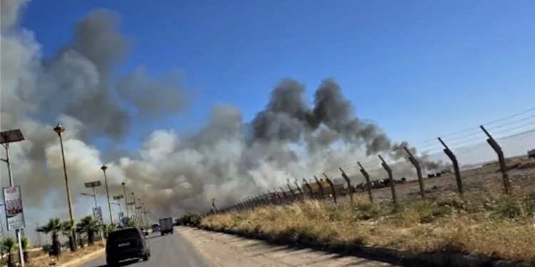 Li nêzî balafirgeha Qamişlo ya navneteweyî agir bi erdên çandiniyê ket